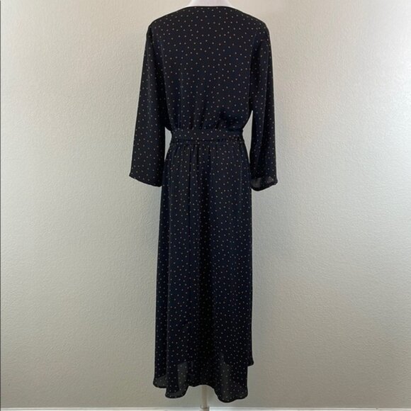 J Jill Black/Orange Polka Dot V-neck Long Sleeve Maxi Dress M - Picture 5 of 9